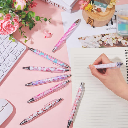 Ireer 8 Pcs Ballpoint Pens for Women 1.00 mm Cute Black Ink Pens Fine Point Smooth Writing for Journaling Aesthetic Office Supplies (Mahjong)