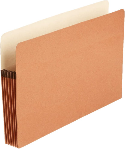 Amazon Basics Expanding File Folder Organizer with Pockets, Letter Size, 3.5-Inch Expansion, Accordion Style, Large Capacity Document Storage, Brown, 25-Pack