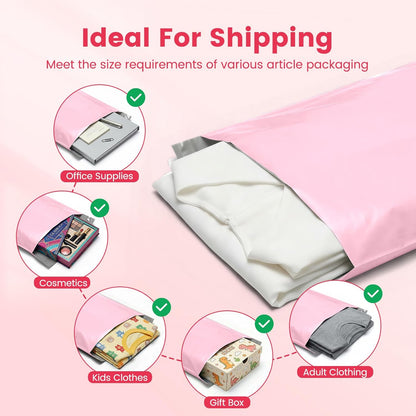 Metronic Poly Mailers 10X13 100 Pack, Strong Adhesive Shipping Envelopes for Clothing, Medium Shipping Bags for Small Businesses, Waterproof Mailers Poly Bags, Packages Bags Light Pink