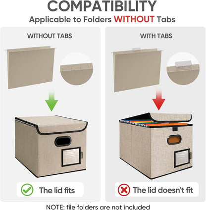 BALEINE File Organizer Box with Lid, Collapsible File Folder Organizer with Plastic Slide, Hanging File Folder Box for Office Document Storage (1 Pack, Black)
