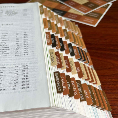 Thinkor Reposition Laminated Bible Tabs, Large Print Stickers, Easy to Read & Apply Bible Tabs for Women & Man (Earthy Brown)