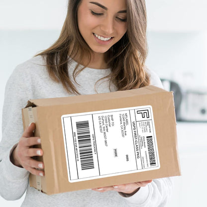 MFLABEL Half Sheet Shipping Labels - 200 Self Adhesive Sticker Sheets for Laser & Inkjet Printers, Waterproof & Smudge-Free, with 12 Free Fragile Labels for Packaging, Shipping and Crafting - Colors B