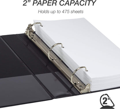 Samsill Durable 4 inch 3 Ring Binder, D Ring Binder, 100% Recycled Chipboard, Black, 2 Pack