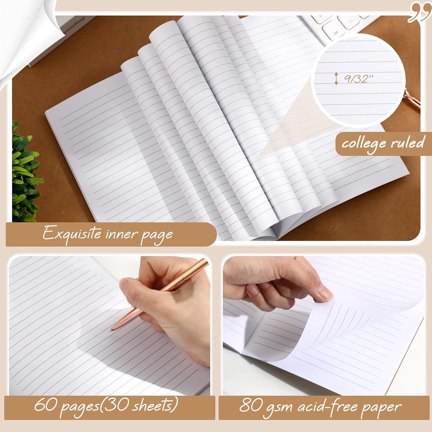 Harloon A5 Composition Notebook Journals 8 x 5.75 in College Ruled Kraft Notebooks with Rainbow Spines Small Lined Composition Book for Office Home(Bright Color,24 Pcs)