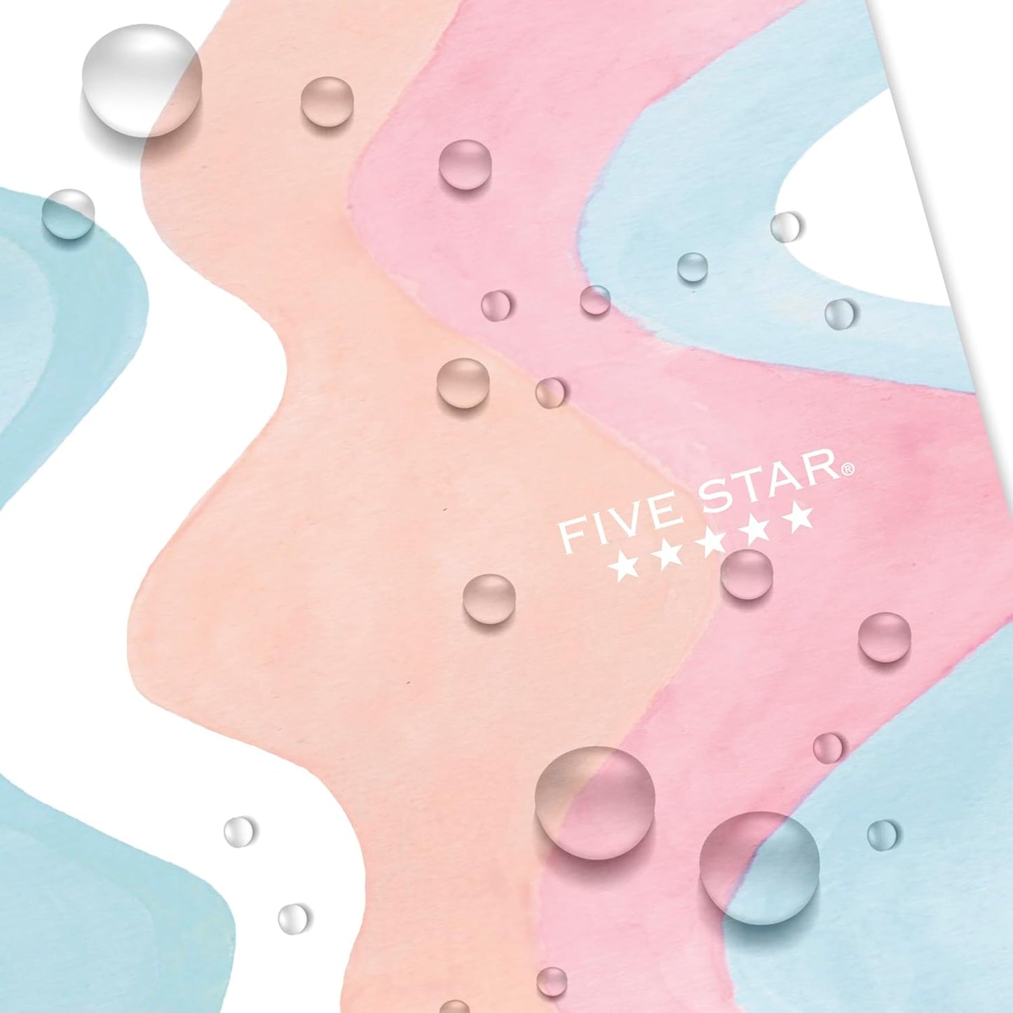 Five Star Spiral Notebook + Study App, 2 Pack, 1 Subject, Wide Ruled, 8" x 10-1/2", 80 Sheets, Fights Ink Bleed, Water Resistant Cover, Pastel Waves and Brush Strokes (930210F-ECM)
