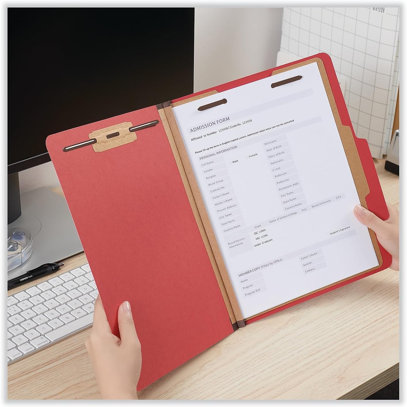 Universal 10203 Pressboard Classification Folders, Letter, Four-Section, Ruby Red (Box of 10)