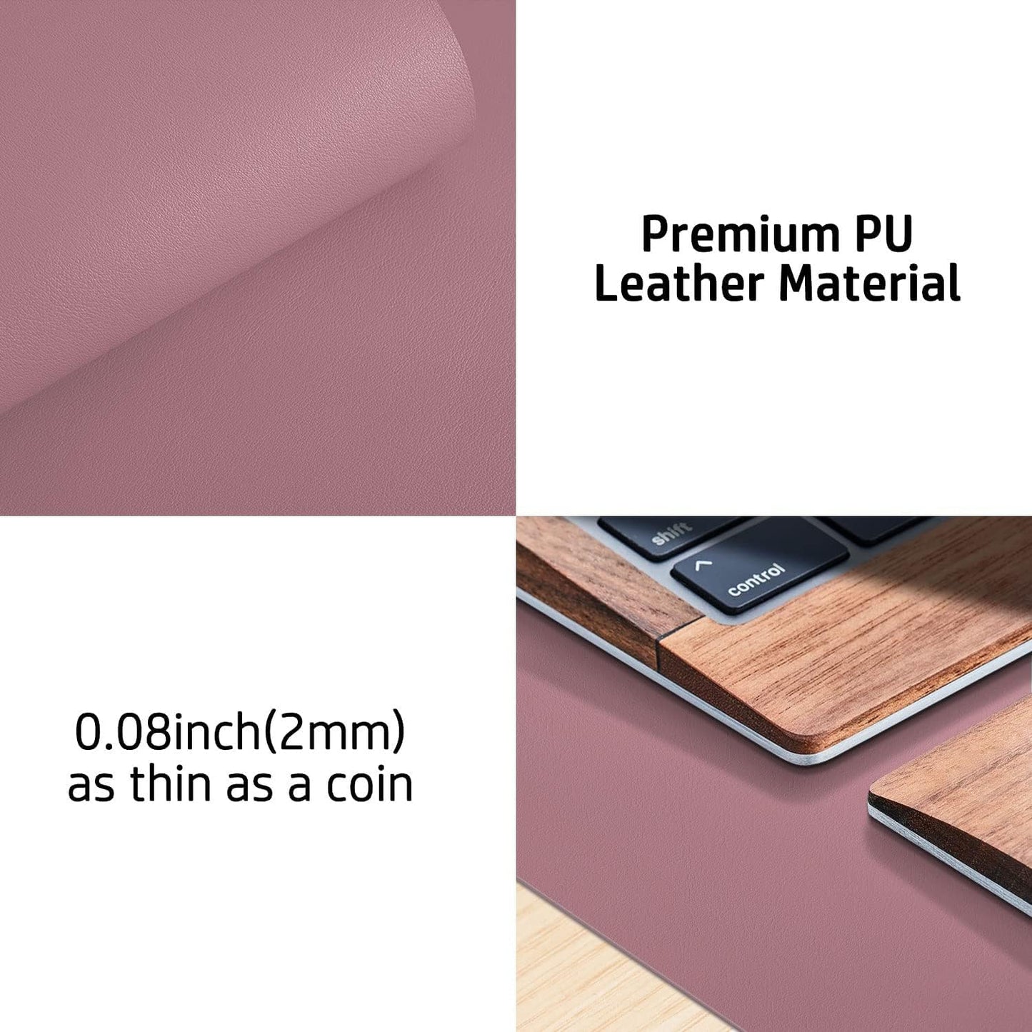 Aothia Non-Slip Waterproof PU Leather Desk Pad Protector for Mouse, Writing Desk, Office, Home, Laptop Blotter, 23.6" x 13.7", Black - Colors B