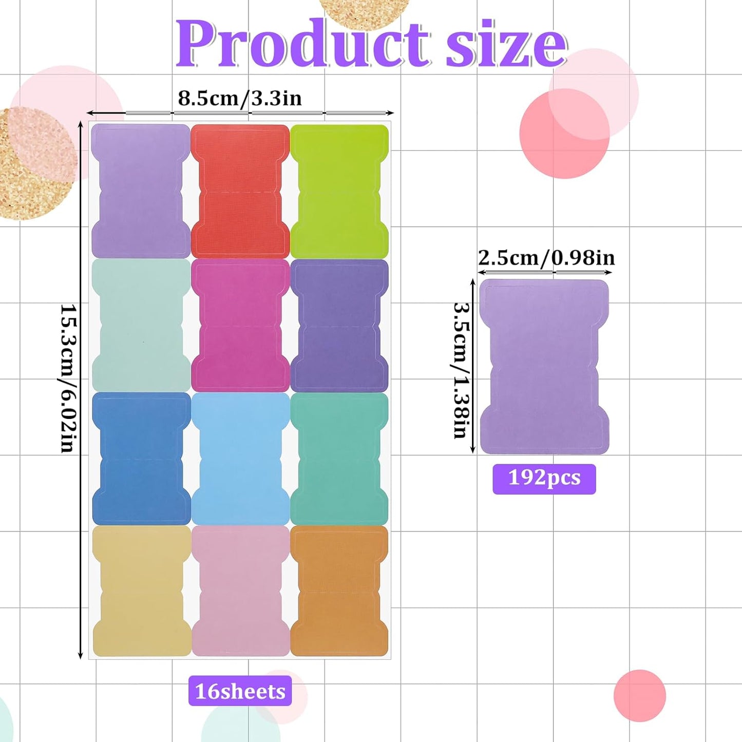 192 Pcs Sticky Index Tabs, 24 Colors Writable Page Markers Tabs Blank Monthly Tab Double Sided Book Sticky Notes Flags Self Adhesive Planner Stickers for Labeling Classifying Planning