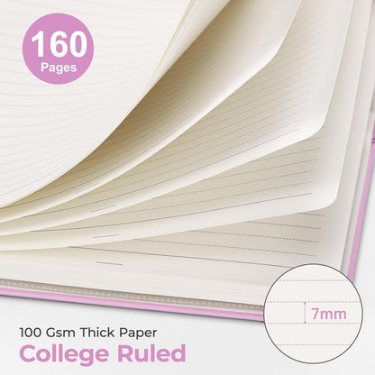 AHGXG Spiral Journal Notebook, 160 Lined Pages, A5 Medium Size (5.7'' x 8.3''), for Men & Women, Journaling, Writing, Work & Office, Hardcover, 100 GSM Thick Paper (Light Green)