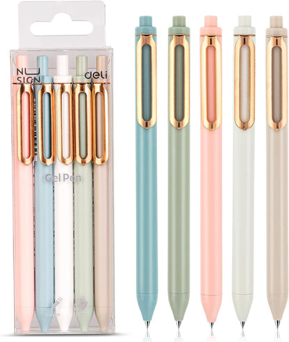 NUSIGN Gel Pens, 5 Pcs 0.5mm Retractable Quick Dry Black Ink Fine Point Rolling Ball Gel Pen, Smooth Writing No Bleed for Journaling Note Taking, Home School Office Supplies