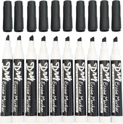 Volcanics Black Dry Erase Markers Low Odor Chisel Tip Whiteboard Markers Pack of 10
