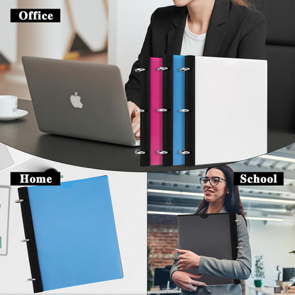 360 Degree Pivotable Binder, Upgraded 3 Ring Binder 1 inch 4 Pack, Flexible Binders 3 Ring, Foldable Three Ring Binders- Black, White, Blue, Red