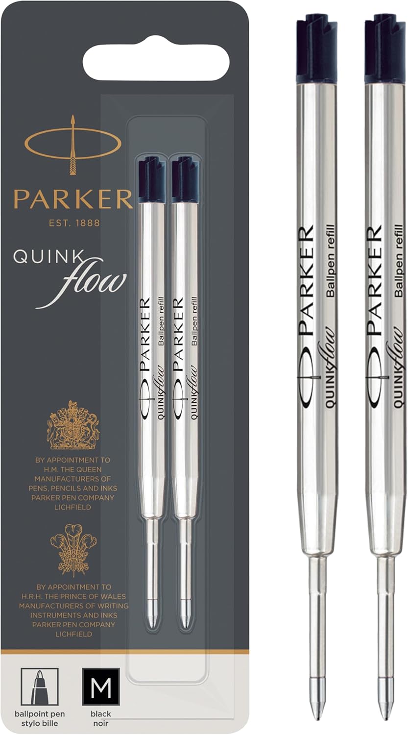 PARKER QUINKflow Ballpoint Pen Ink Refill, Fine Tip, Blue