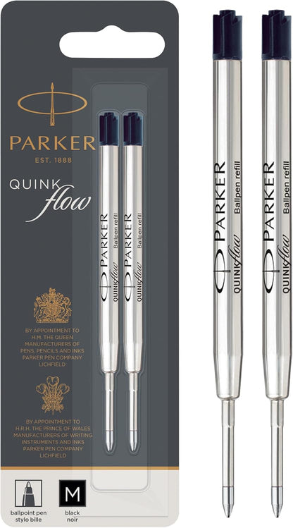 PARKER QUINKflow Ballpoint Pen Ink Refill, Fine Tip, Blue