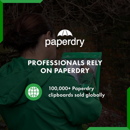 Waterproof Clipboard A4 Portrait by Paperdry, Black, Superior PVC Plastic with Cold Protection, Outdoor Covered Clip Board with Storage, A4 Waterproof Document Holder