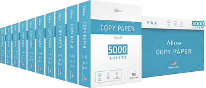 Printer Paper - 8.5 x 11 White Letter Size Copy Paper, 1 Ream 500 Sheets 20 lb Printing Paper for Documents Writing, Drawing, Smooth, 92 Bright | Home, School, Office Supplies | Made in USA