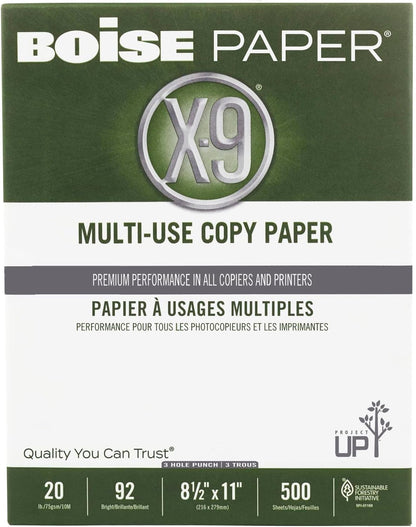 Boise X-9 Multi-Use Printer & Copy Paper, 5 Reams, White, Ledger (11in x 17in), 2500 Sheets Per Case, 20 Lb, 92 Brightness