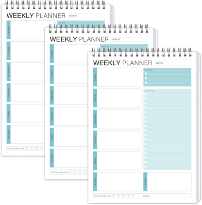 Weekly Planner Notepad,Spiral To Do List Undated Planning Pad, Weekly Organizer for Students, Weekly Agenda for Work & Daily Life, 52 Sheets, 6.5 x 9.8 in (Green)