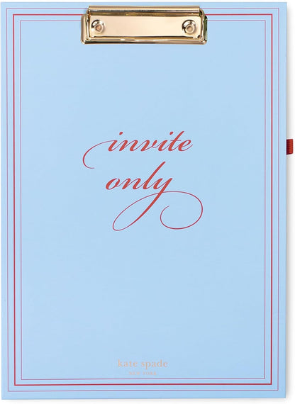 Kate Spade New York Clipboard Folio with Low Profile Clip, Black Professional Padfolio Includes Lined Notepad, Pen Loop, and Pocket, Polka Dots
