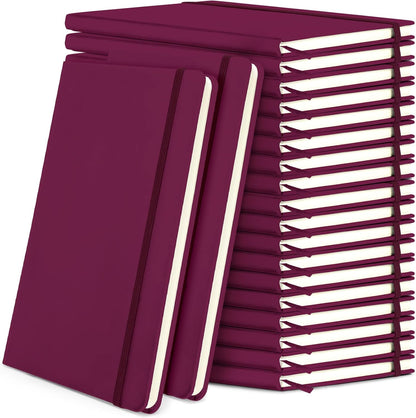 Honoson 20 Pack Lined Journal Notebooks A5 Hardcover Executive Notebook 5.5" x 8.3" PU Leather Wide Ruled Journals Bulk with Elastic Band for Home Business Office School Supplies(Black)