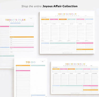 ThreeKin Weekly Planner - Premium 52-Sheet Tear-Off Notepad, 8.5 x 11 inches, Clean Colorful Design, Perfect for Work, School, Projects, and Entrepreneurs, Female & USA Owned Business