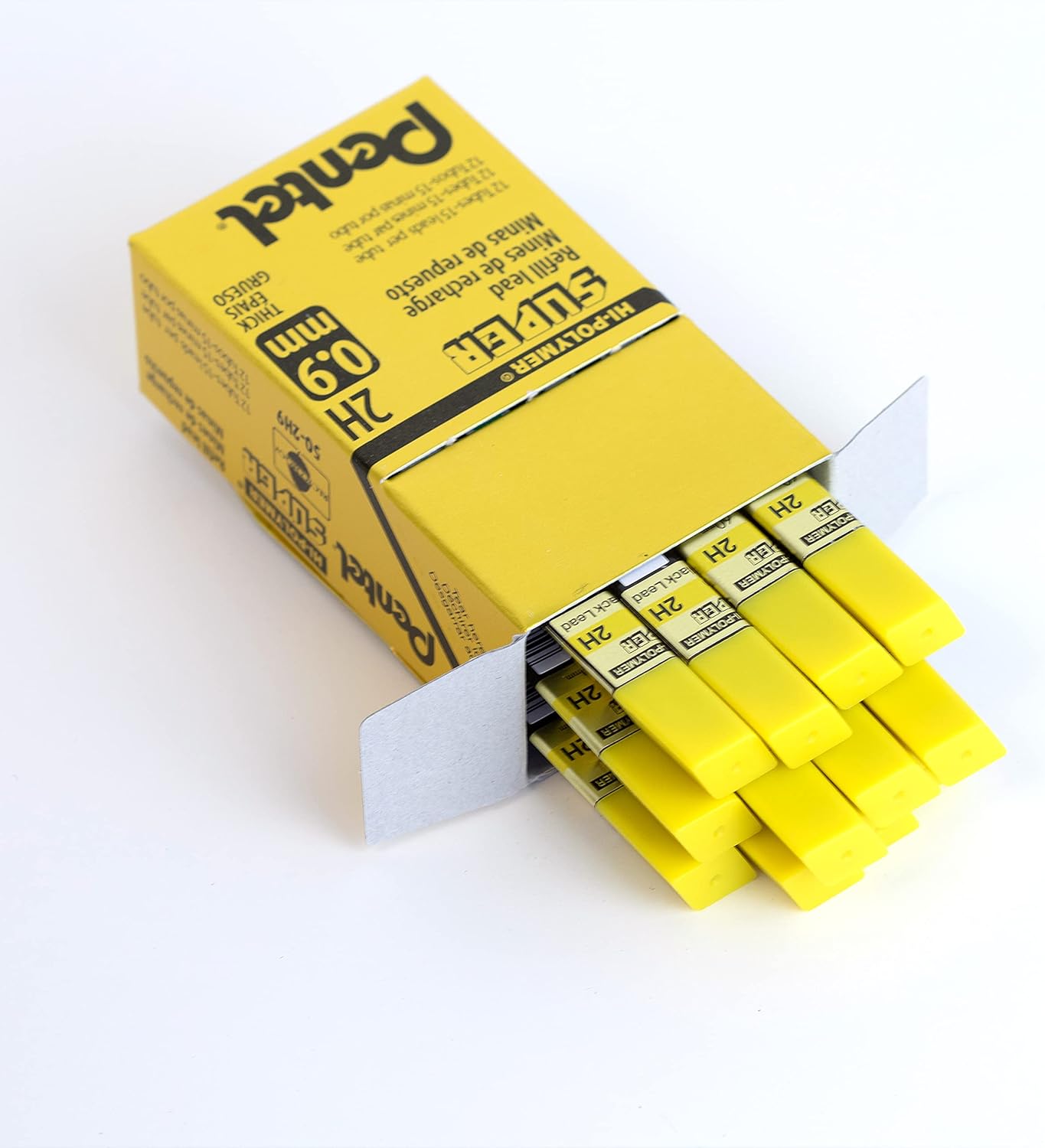 Pentel Super Hi-Polymer Lead Refill, (0.9mm) Thick, 2B, 180 Pieces of Lead, 12 Tubes of Lead (50-9-2B)