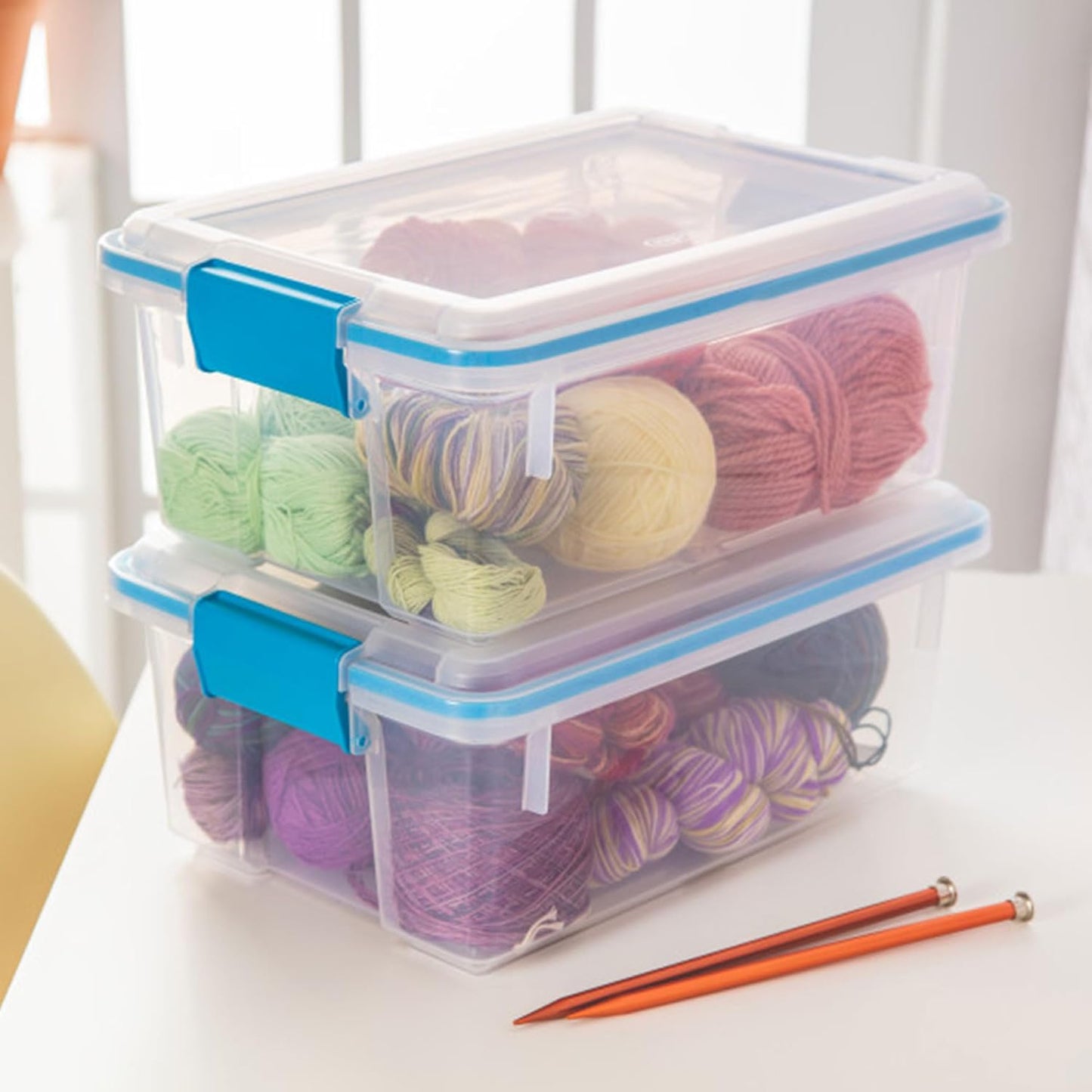 Sterilite 4-Pack Gasket Box, Weather-Resistant Storage Bins with Latching Lids, 32 Quart - Heavy-Duty Organizing Containers for Closet, Bathroom, and Office