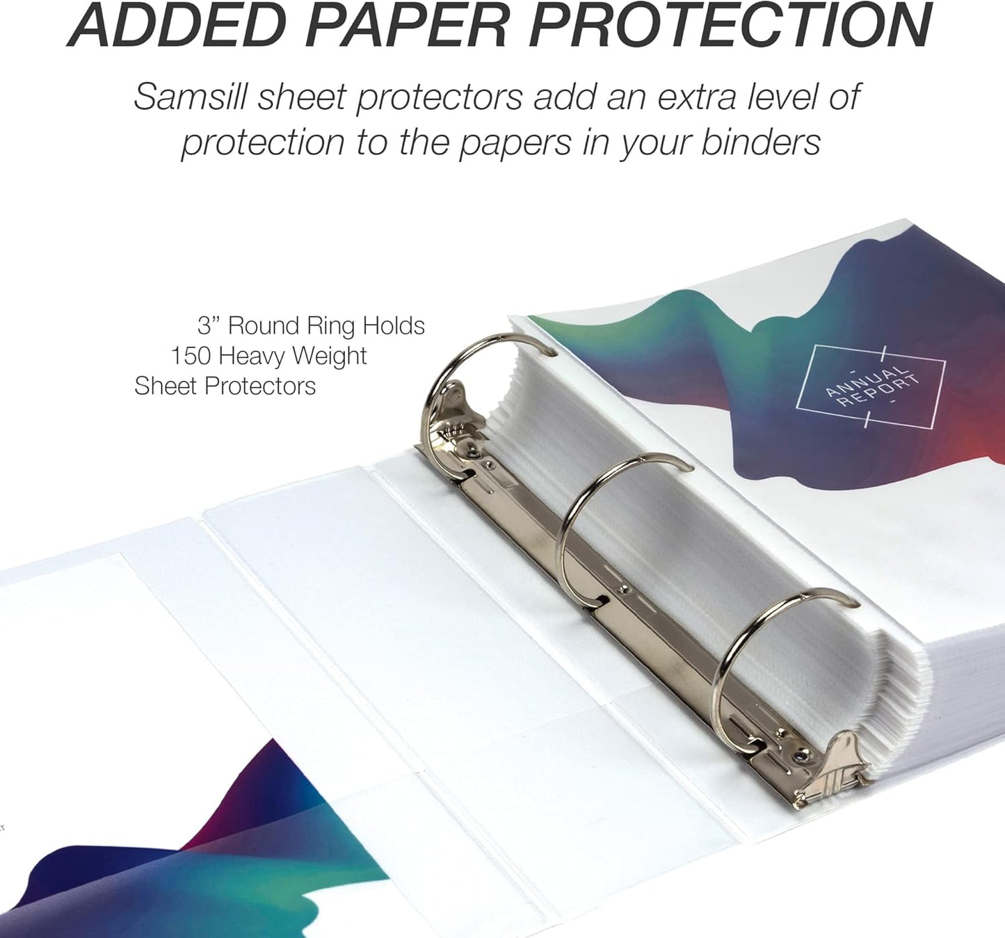 Samsill 1.5 Inch 3 Ring Binders, Economy Round Ring, Clear View Cover, 325 Sheet Capacity - for School, Home, Office - White, 4 Pack