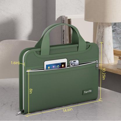 Tamfile Fireproof Accordion File Organizer with Handle, 13 Pocket Transparent Expanding File Folder with Zipper & Labels, File Folder with Multi-Pockets Paper Organizer Folder for Letter A4 Files