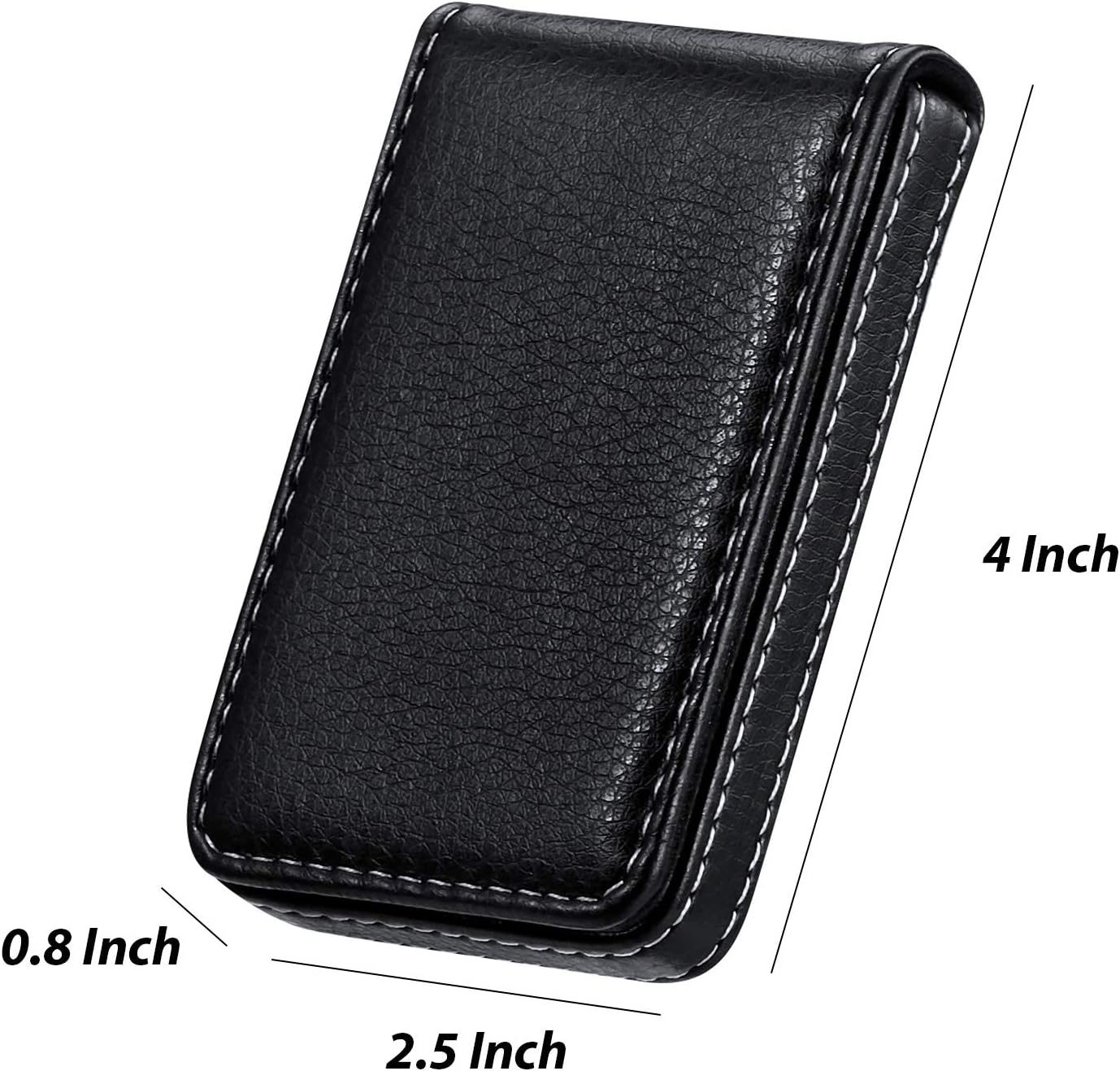 Outus 2 Pieces Business Card Holder, PU Leather Business Card Case Pocket Wallet with Magnetic Shut for Valentines Gift Men Women(Black and Coffee,Classic)