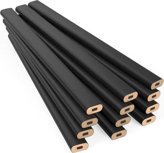 GRAPHITE Hard Lead Carpenter Pencils Bulk - (1) Pack of 12 Pieces Lumber Wooden Pencil #2 (HB) - Red