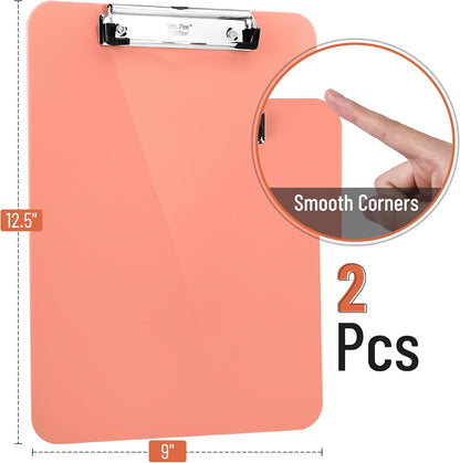 Mr. Pen- Plastic Clipboard, 12.5" x 9", 2 Pack, Clipboard Plastic, Low-Profile Metal Clip with Retractable Hanging Hole