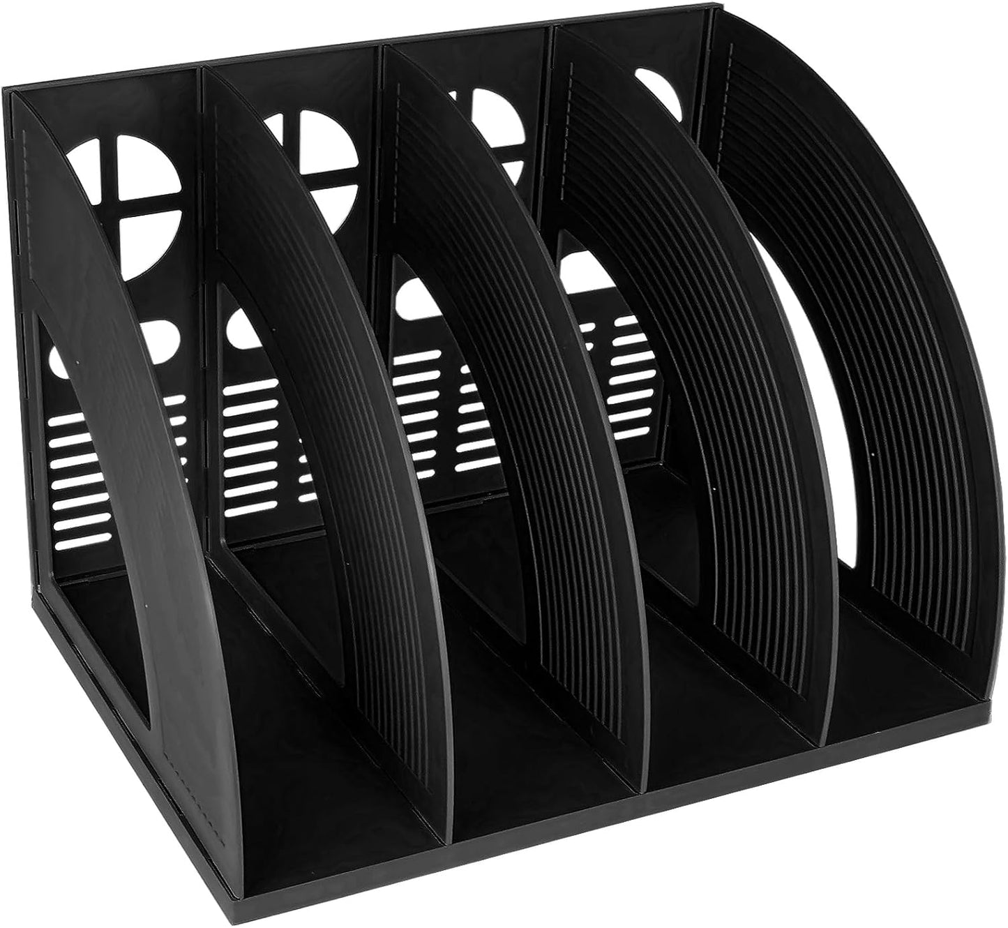 SAYEEC 2Pcs Magazine Holder Plastic File Sorter Binder Holder for Desk Folder Organizer Stand Book Shelf Dividers Vertical Filling Storage Rack Desktop Bookshelf Display Box for Office School (Black)