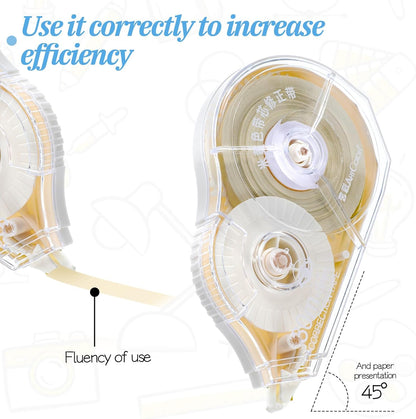 100 Ft Long Correction Tape, Tear-Resistant Beige Correction Tape Smooth Glide Quick Dry Correct Tapes for School Office Supplies, Crafting, Note Taking, Journal (2 Pieces)