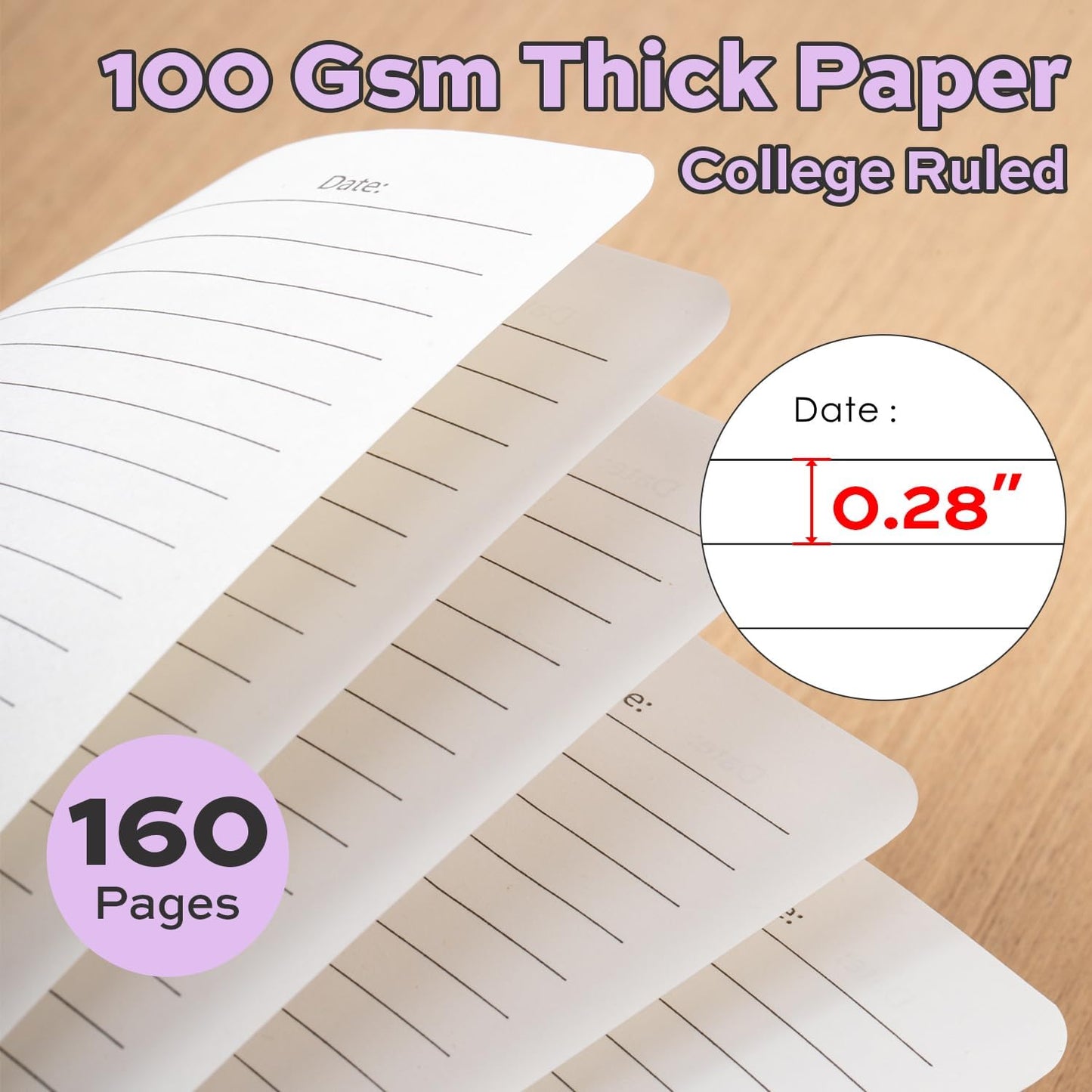 deli Rose Red Lined Spiral Journal Notebook, 160 Pages, A5 (5.5"x8") Hardcover Writing Notebook, College Ruled Spiral Bound Journal for Women & Men - Perfect for Work, School, Office & Note Taking