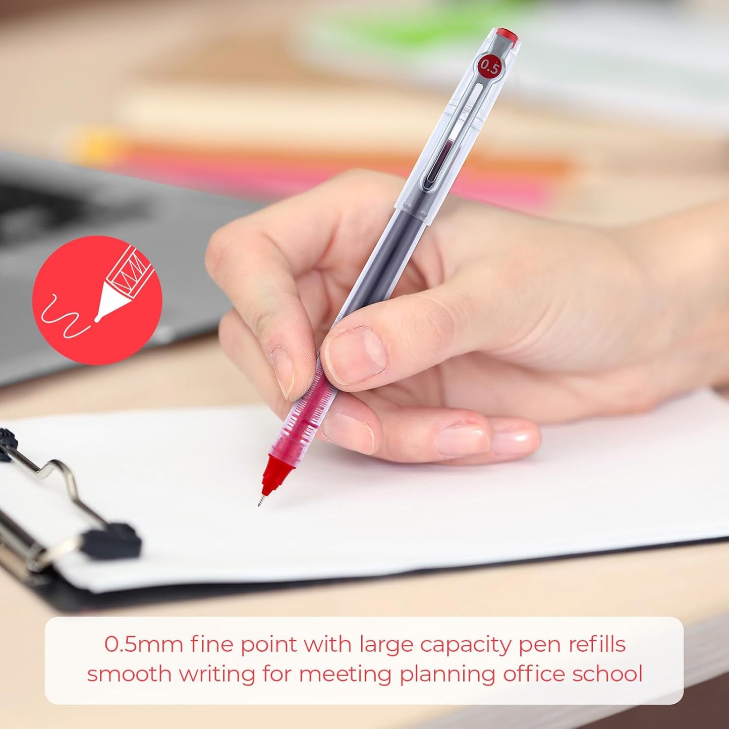 M&G Liquid Ink Rollerball Pens 12 Pcs, 0.5mm Black Ink Extra Fine Point Pens, Quick Drying Ink Fine Tip Roller Ball Pens with Plug-In Cover & Anti Slip Grip for Smooth Writing Office School Home Gift
