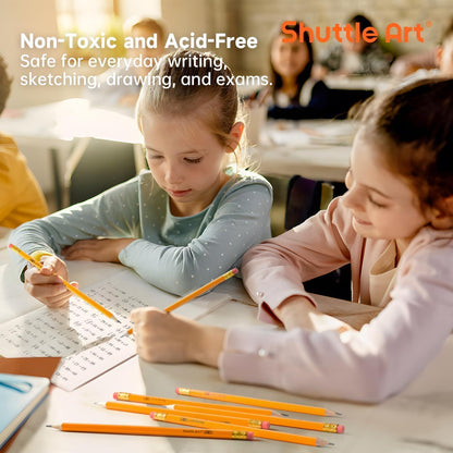 Shuttle Art Wood-Cased #2 HB Pencils, 350 Pack Sharpened Yellow Pencils with Erasers, Bulk Pack Graphite Pencils for School and Teacher Supplies, Writing, Drawing and Sketching