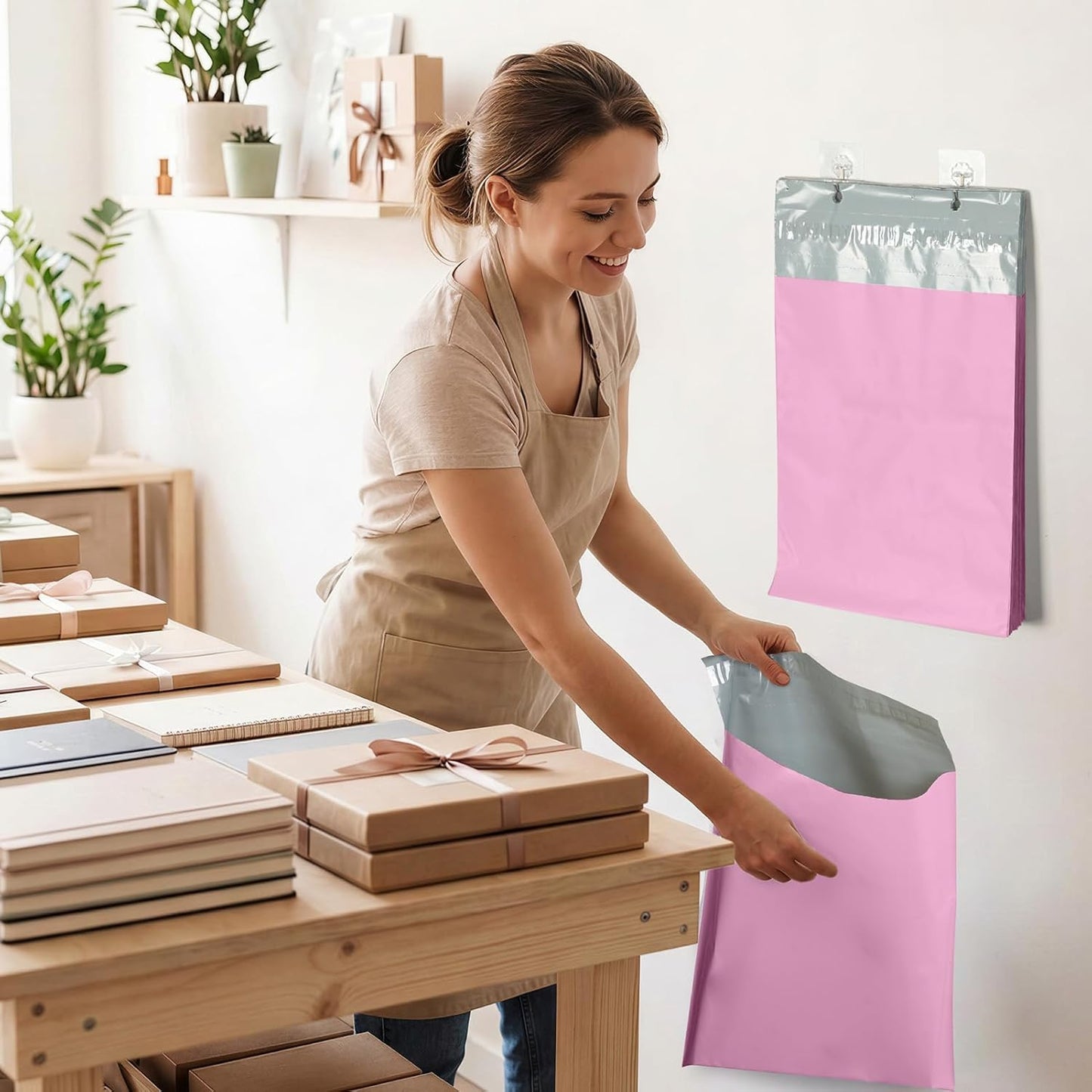 Fuxury Poly Mailers 14.5x19 Inch 50pc Shipping Bags for Small Business Mailing Envelopes for Clothing,Self Seal Shipping Envelopes Waterproof Poly bags Durable Packaging Bags Light Pink