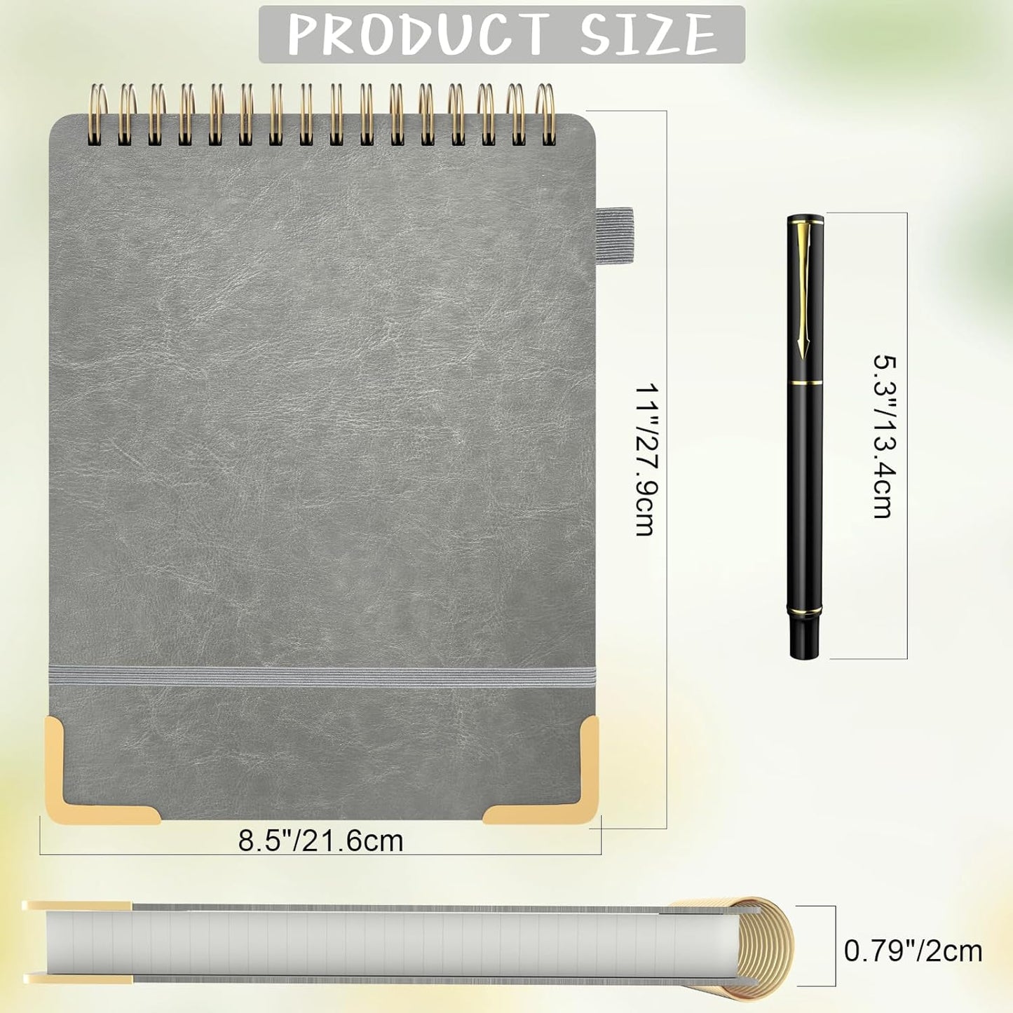 A5 Top Spiral Notebook, Large Leather Hardcover Top Bound Steno Pads, 240 Pages 100 gsm Thick Lined Paper Left Handed Notebook Journal for Work, School, Meeting Writing - Brown, 5.9" x 8.5"