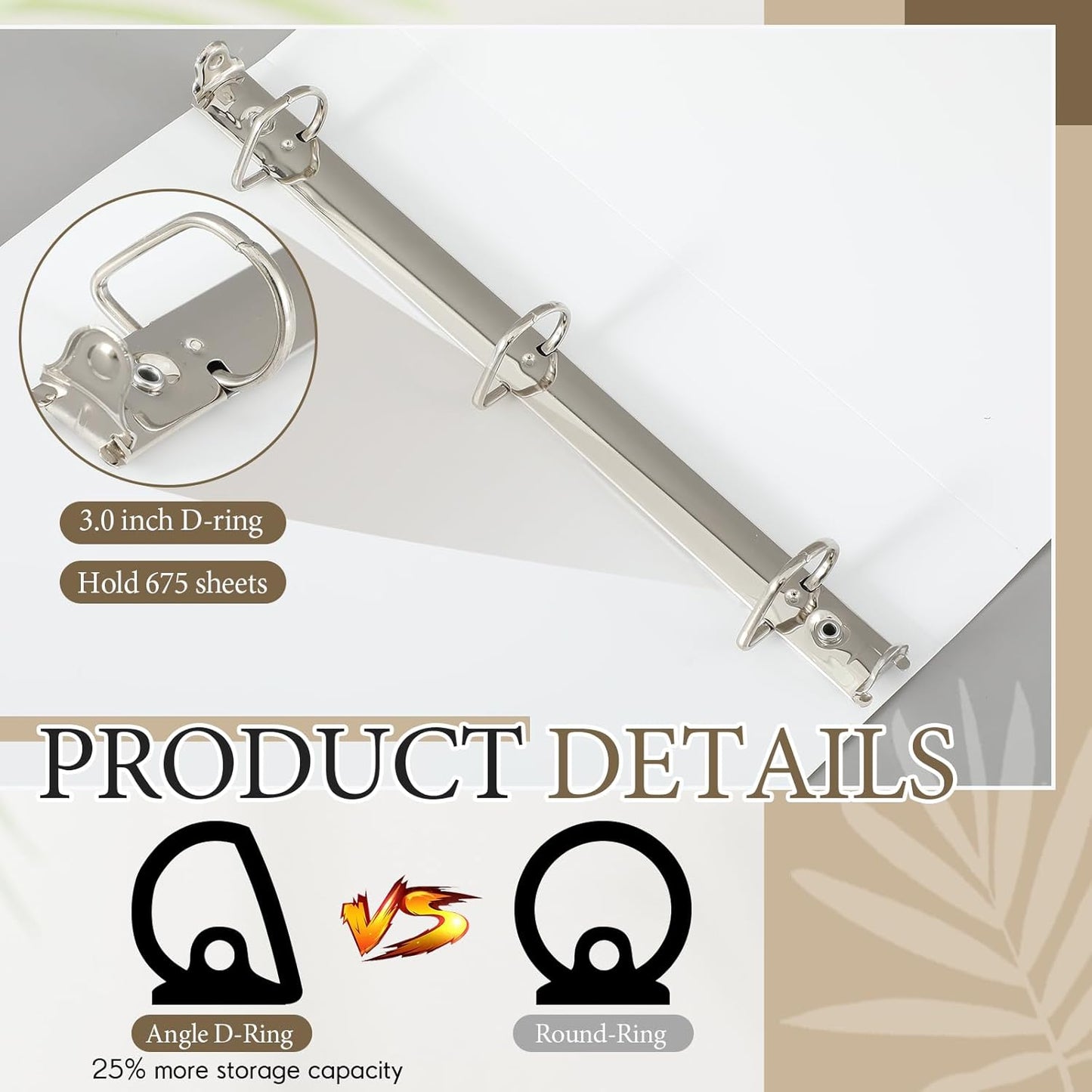 8 Pcs 3 Ring Binders Rings Heavy Duty View D Ring Binders Economy Holds 11" x 17" Paper for Artwork Blueprints, Office, Home, Work Places(White,3 Inch)
