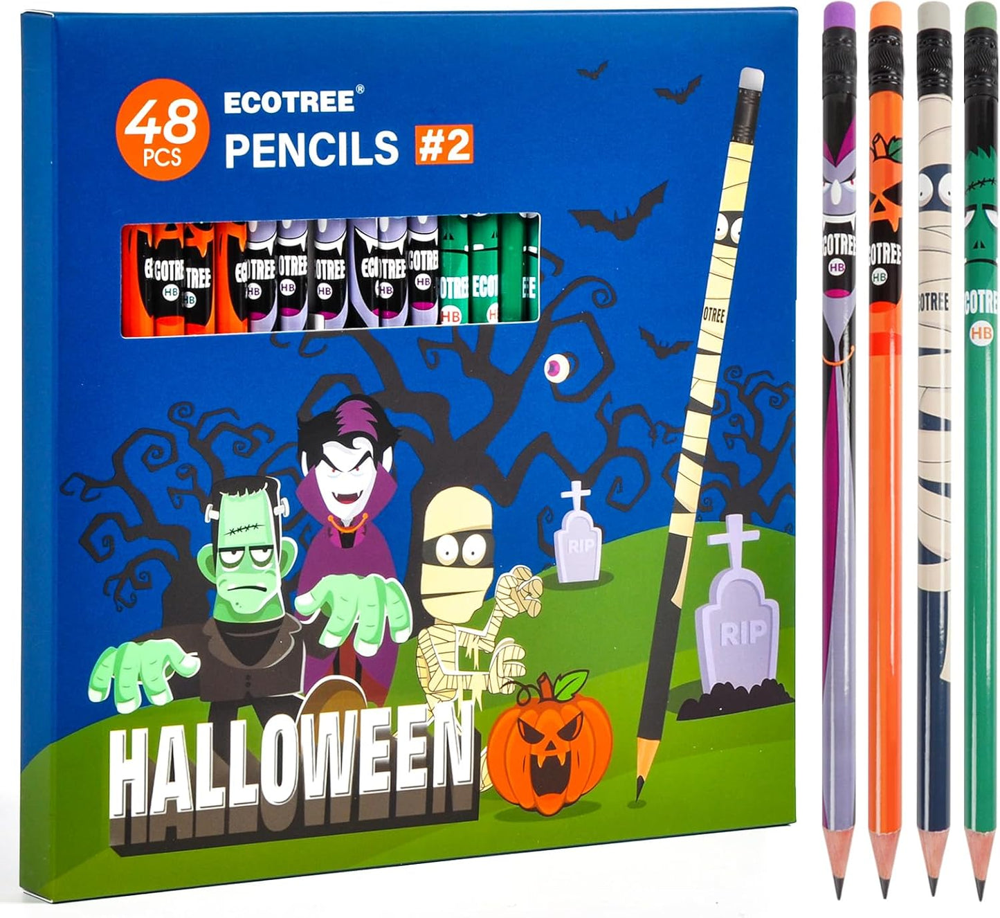 ECOTREE Pencils #2 Pre-Sharpened Pencils for Kids Number 2 Pencil with Erasers for School, Writing, 12 Count