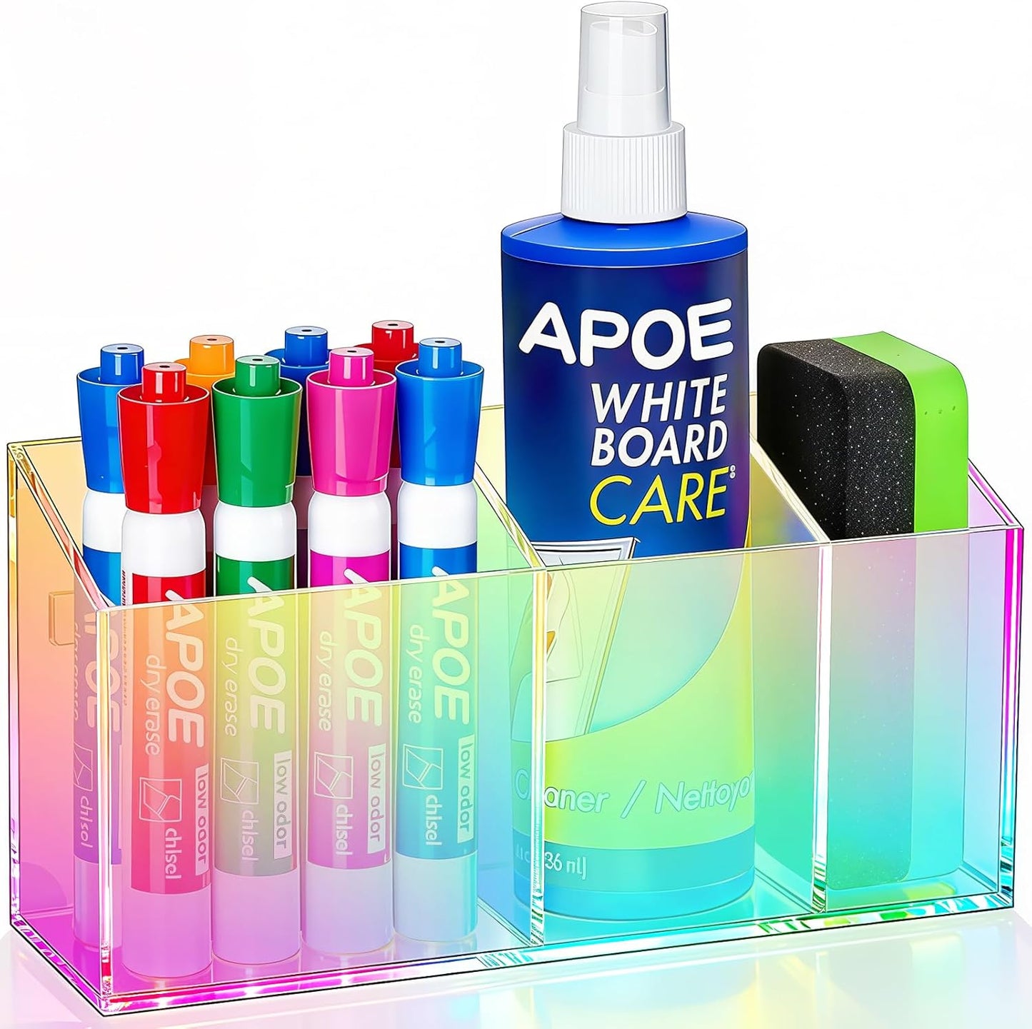 Magnetic Dry Erase Marker Holder, Acrylic Magnet Pen Holder for Whiteboard, Refrigerator, Magnetic Fridge Organizer for Office, Classroom, Whiteboard Maker Holder, Locker Organizer