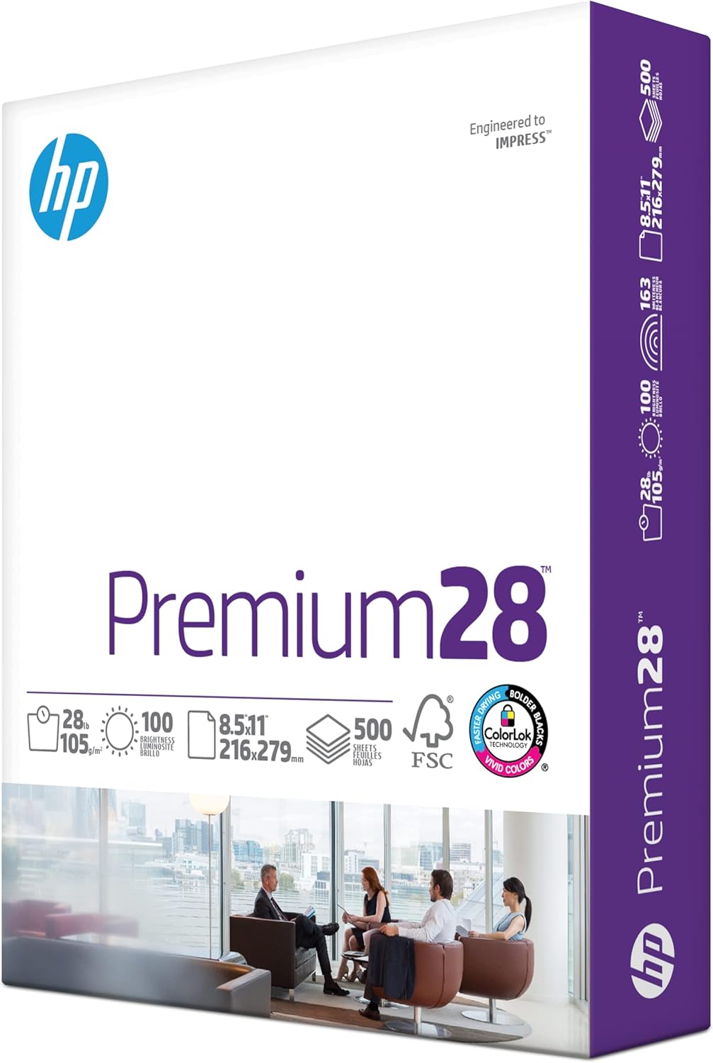 HP Printer Paper | 8.5 x 11 Paper | Premium 24 lb | 1 Ream - 500 Sheets | 100 Bright | Made in USA - FSC Certified | 112400R