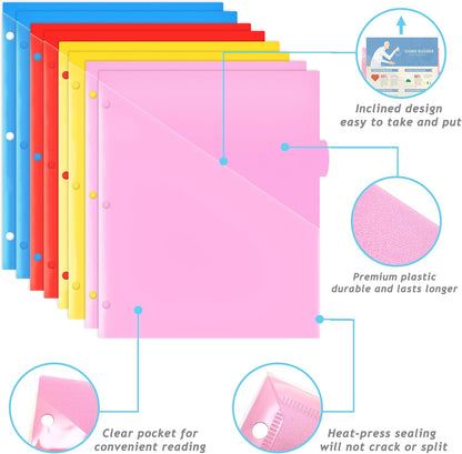 WOT I Durable 5-Tab Binder Dividers with Clear Pocket - 3 Sets, Reusable Plastic Dividers for 3 Ring Binder, 5 Vibrant Colors, Tear-Resistant, Total 15 Tabs (School & Office Supplies)