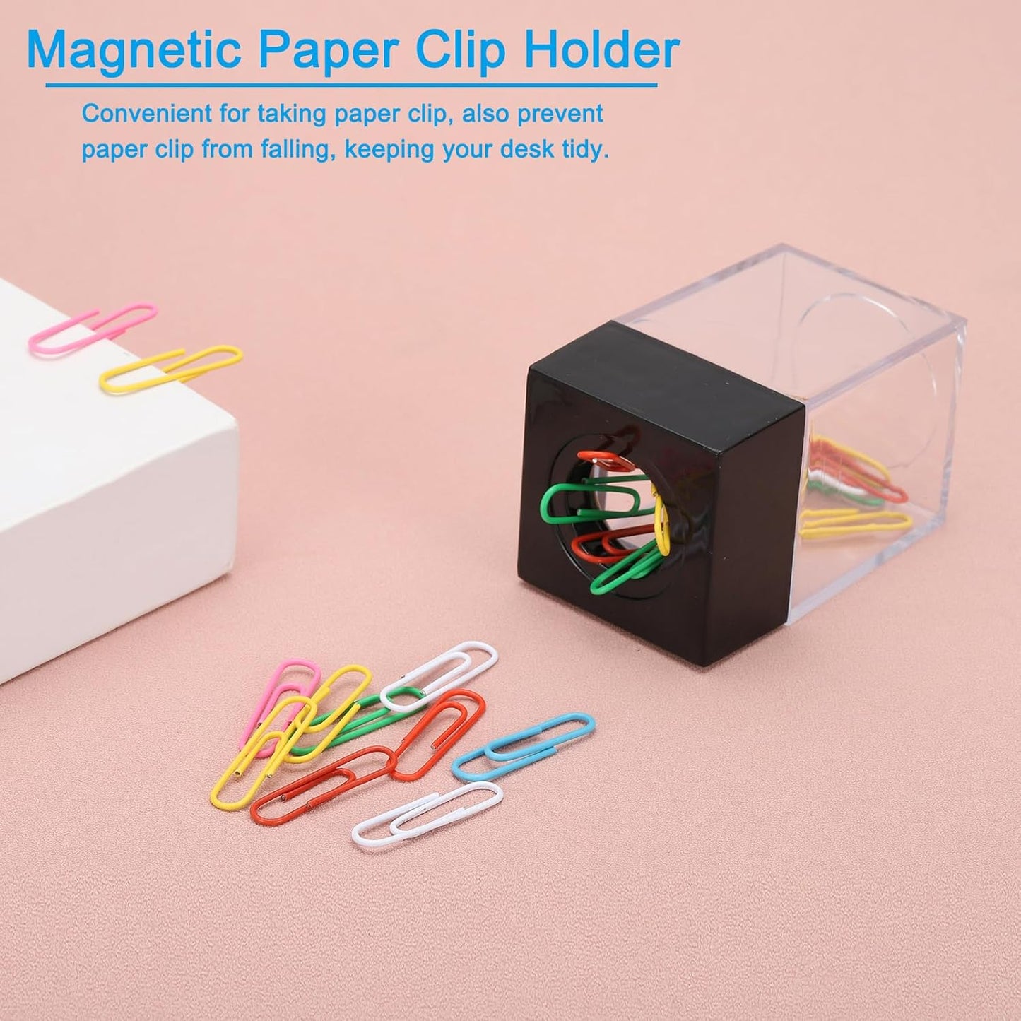 PATIKIL Magnetic Paper Clip Holder Dispenser, Large Capacity Paper Clip Organizers with Magnetic Top for Desk Supplies, Office, Classroom, Home, Purple