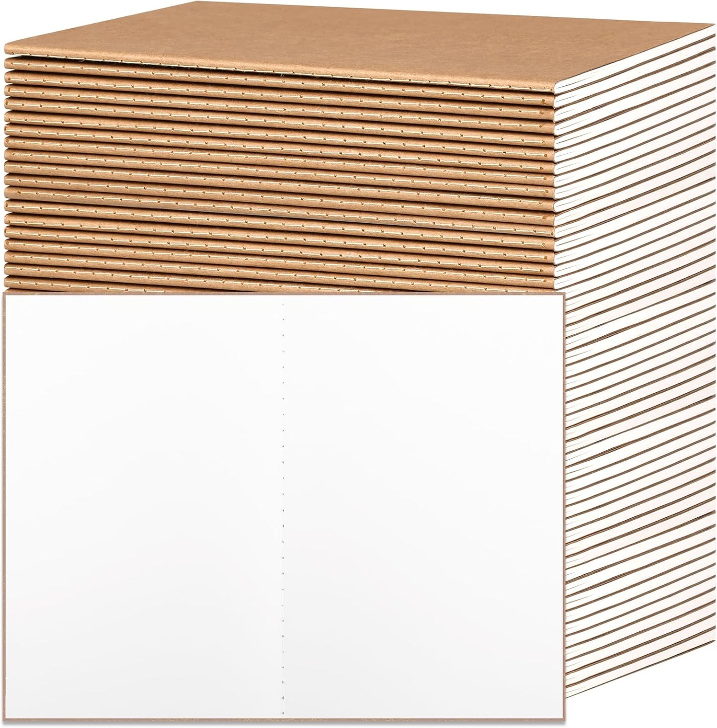 EOOUT 24 Pack Blank Kraft Notebooks, A5 Journals Notebook Bulk, Unlined Paper Sketchbooks, 8.3x5.5in 60 Pages Travel Journal Set for Journaling, Student, Kids, Writing
