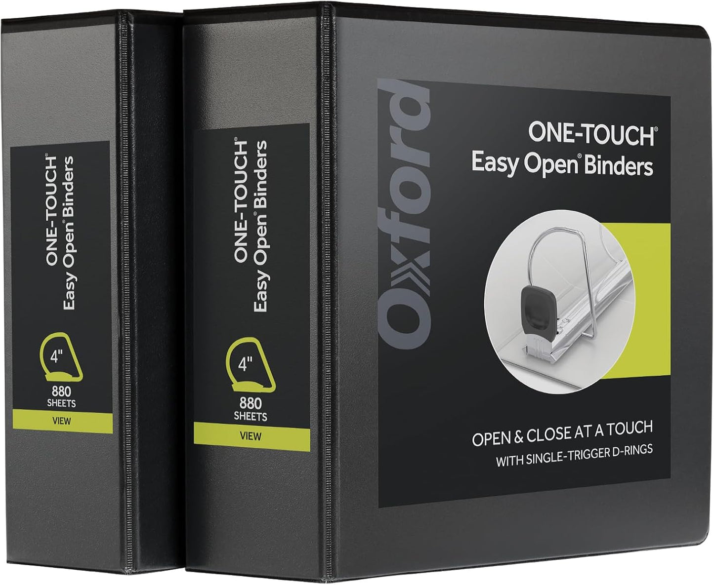 Oxford 3 Ring Binders, Durable Binders for School and Office, 4 Inch, ONE-Touch Easy Open D Rings, View Binder Covers, 4 Interior Pockets, PVC-Free, Holds 880 Sheets, Blue, 2 Pack (79922)