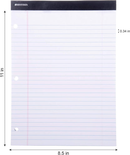Mintra Office White Legal Pads – Ruled Notepads and Micro-Perforated Sheets, Ideal for Writing, Note-Taking & Creativity, Office, or Professional Use, Basic Pad 6 pack, 8.5"x11" (Narrow Ruled)