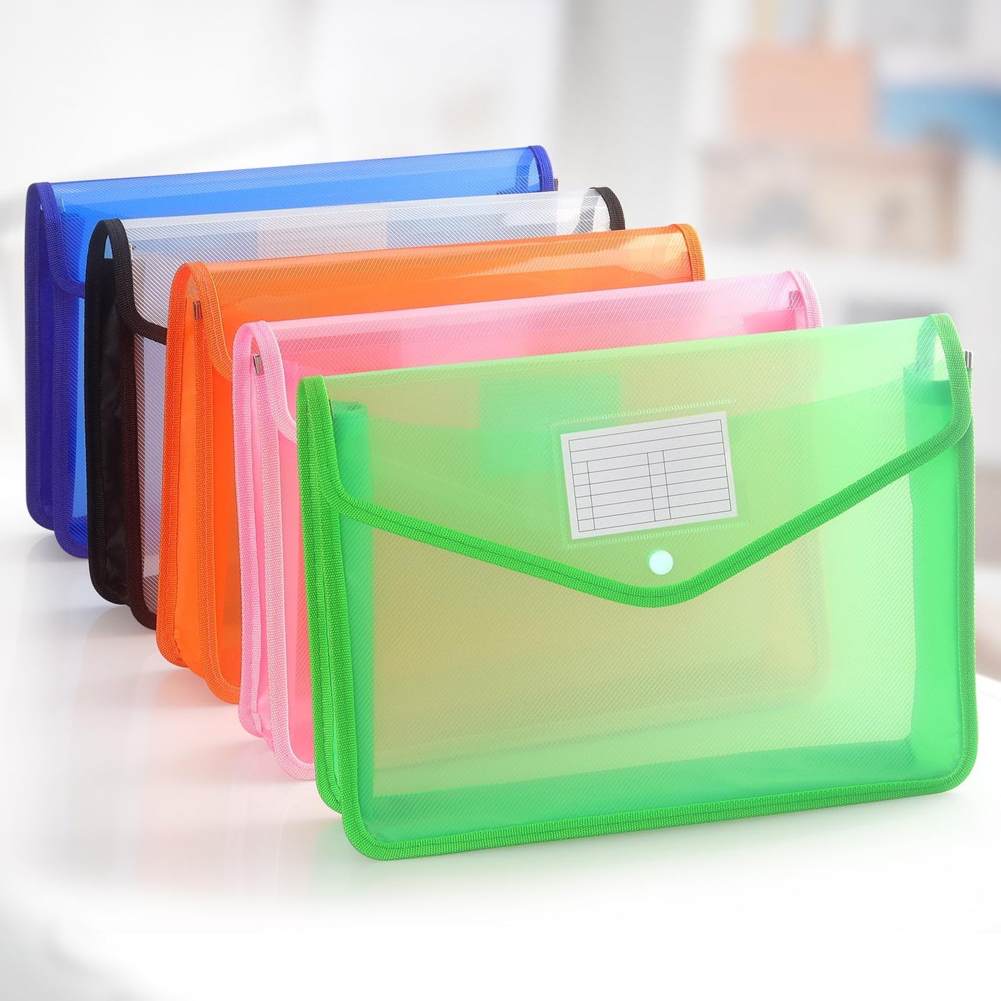 Plastic Expanding File Folder, Transparent envelopes with Snap Closure, No Dividers, Large Capacity, Fit Letter/A4 Size (Pink)