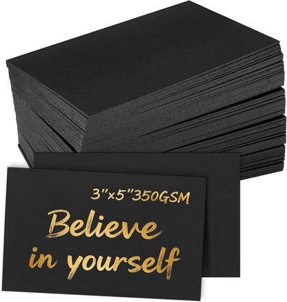 Bercoor 200 Pieces Blank 3 x 5 Inch Index Cards, Heavy Note Cards Study Cards for Office, School Learning, Black
